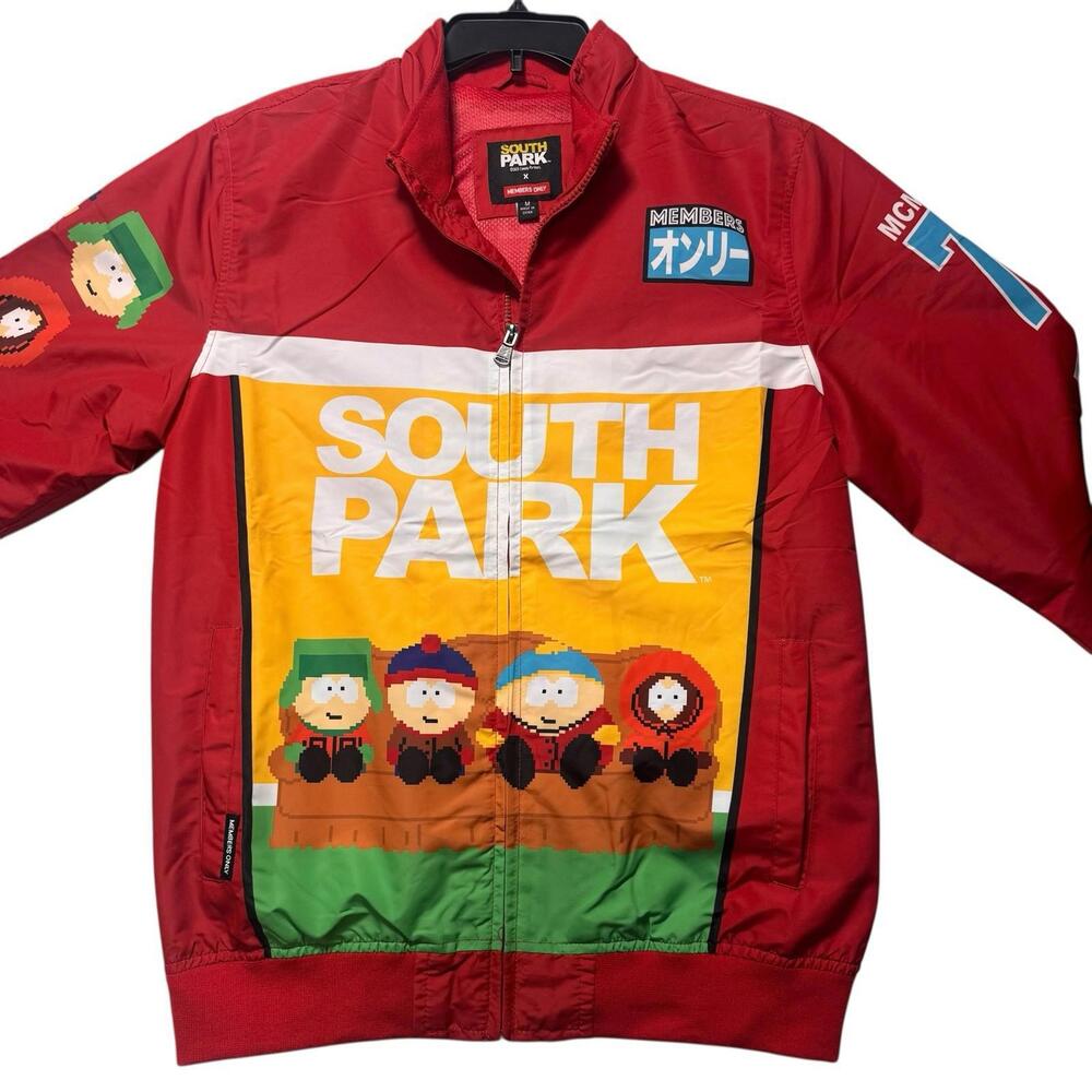 Members Only South Park Jacket Graphic Cartoon Streetwear Red Size M NWT - Picture 5 of 9
